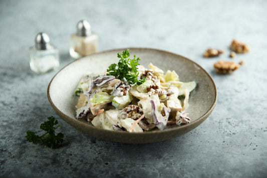 High Protein Greek yoghurt Chicken Salad With Celery And Walnuts