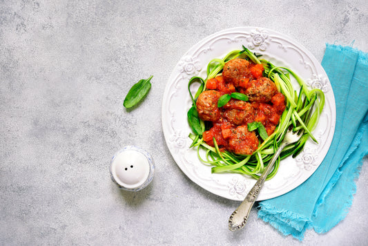High Protein courgette Noodles With Turkey Meatballs